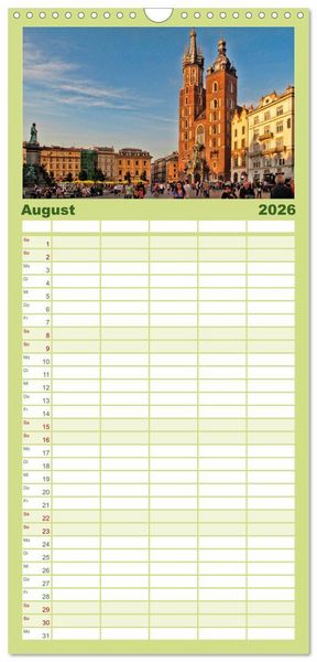 Produktbild: Familienplaner 2026 - Krakau - das polnische Florenz mit 5 Spalten (Wandkalender, 21 x 45 cm) CALVENDO
