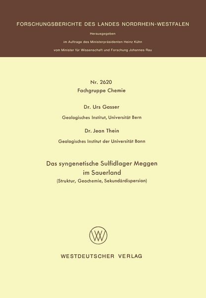 Produktbild: Das syngenetische Sulfidlager Meggen im Sauerland