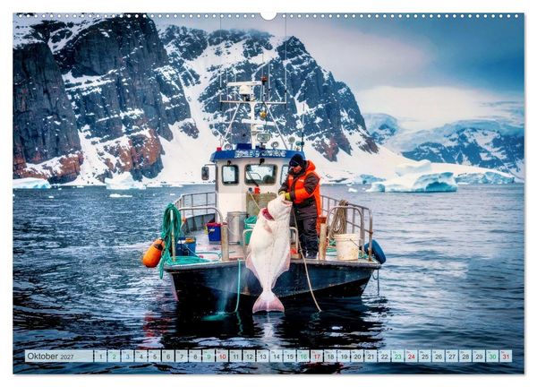 Produktbild: Heilbuttwahnsinn vor Gr&ouml;nland (hochwertiger Premium Wandkalender 2027 DIN A2 quer), Kunstdruck in Hochglanz