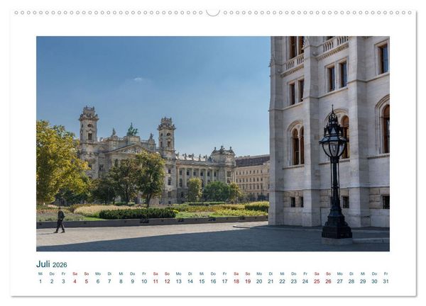 Produktbild: Budapest: zwischen Parlamentsgeb&auml;ude und Burgpalast (hochwertiger Premium Wandkalender 2026 DIN A2 quer), Kunstdruck in Hochglanz