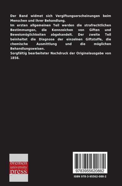 Produktbild: Die Vergiftungen in forensischer und klinischer Beziehung