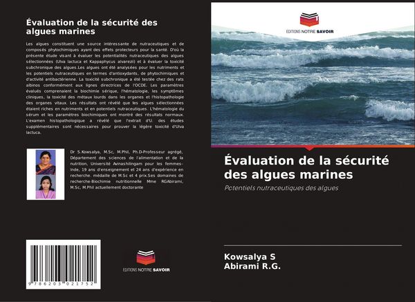 Produktbild: &Eacute;valuation de la s&eacute;curit&eacute; des algues marines