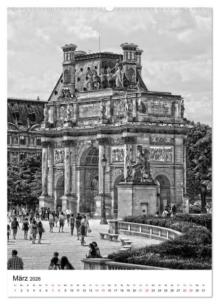 Produktbild: Paris schwarz wei&szlig; 2026 (hochwertiger Premium Wandkalender 2026 DIN A2 hoch), Kunstdruck in Hochglanz