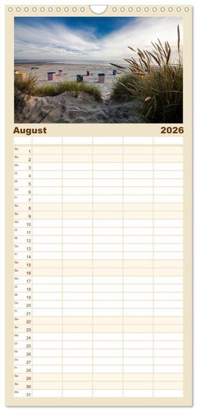 Produktbild: Familienplaner 2026 - Borkum - Inselblicke mit 5 Spalten (Wandkalender, 21 x 45 cm) CALVENDO