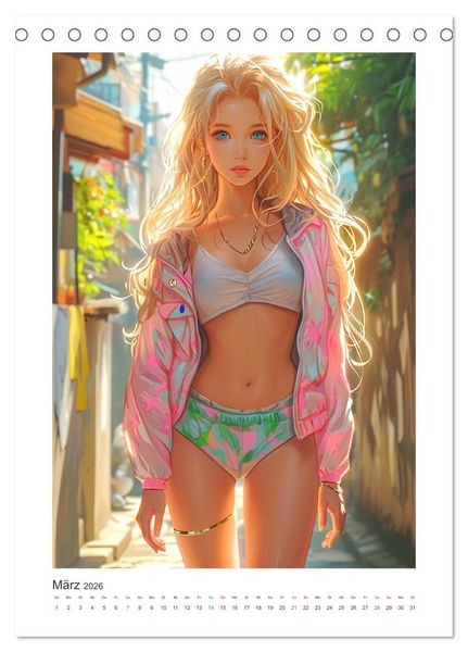 Produktbild: Manga-Girls. Coole Comics mit Ausstrahlungskraft (Tischkalender 2026 DIN A5 hoch), CALVENDO Monatskalender