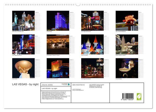 Produktbild: LAS VEGAS - by night (hochwertiger Premium Wandkalender 2026 DIN A2 quer), Kunstdruck in Hochglanz