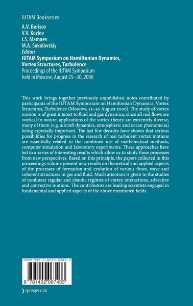 Produktbild: IUTAM Symposium on Hamiltonian Dynamics, Vortex Structures, Turbulence