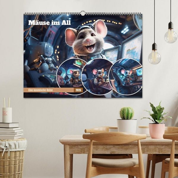 Produktbild: M&auml;use im All (Wandkalender 2026 DIN A2 quer), CALVENDO Monatskalender