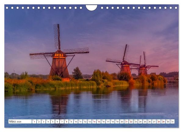 Produktbild: Die Windm&uuml;hlen von Kinderdijk - UNESCO Welterbe (Wandkalender 2026 DIN A4 quer), CALVENDO Monatskalender