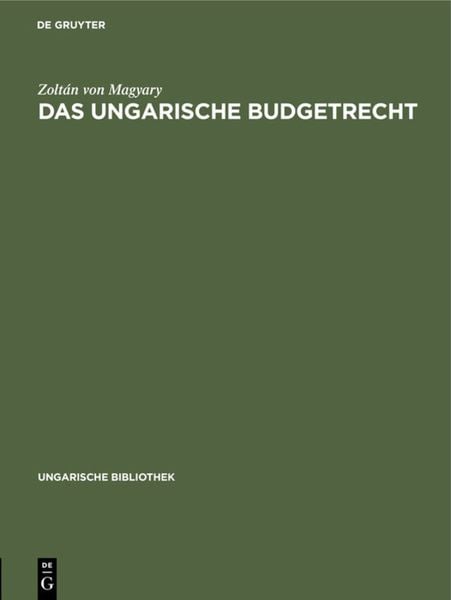 Produktbild: Das ungarische Budgetrecht