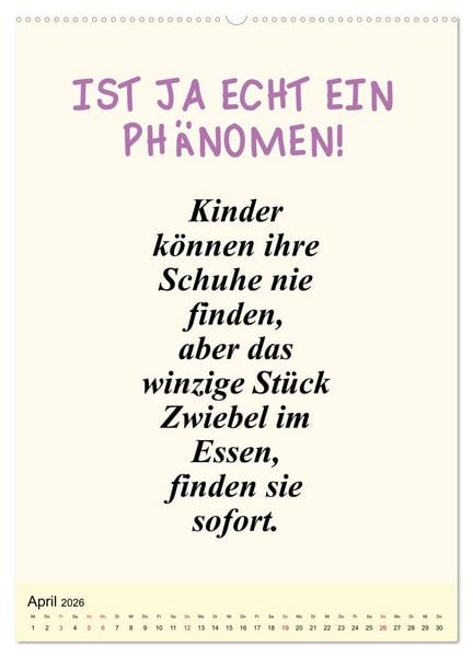 Produktbild: Spr&uuml;che-Kalender. Lustiges f&uuml;r die Familie! (Wandkalender 2026 DIN A2 hoch), CALVENDO Monatskalender