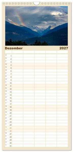 Produktbild: Familienplaner 2027 - TMB - Mont Blanc mit 5 Spalten (Wandkalender, 21 x 45 cm) CALVENDO