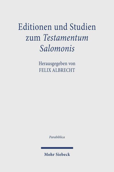 Produktbild: Editionen und Studien zum Testamentum Salomonis