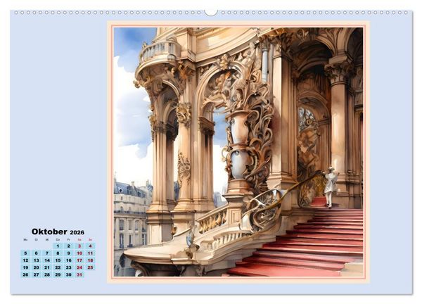 Produktbild: KI spaziert durch Paris (Wandkalender 2026 DIN A2 quer), CALVENDO Monatskalender