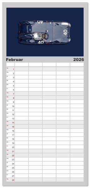 Produktbild: Familienplaner 2026 - Two-Seater Racing Cars 1950-1960 mit 5 Spalten (Wandkalender, 21 x 45 cm) CALVENDO