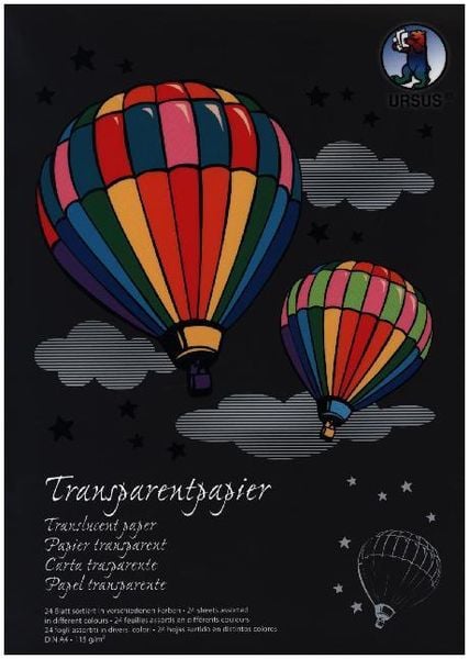 URSUS Transparentpapier-Block 'Sonderedition' (115 g/m²), DIN A4, 24 Blatt sortiert in 17 Farben