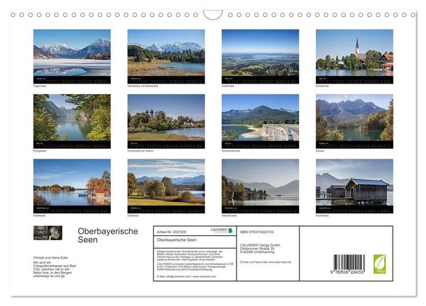 Produktbild: Oberbayerische Seen (Wandkalender 2026 DIN A3 quer), CALVENDO Monatskalender