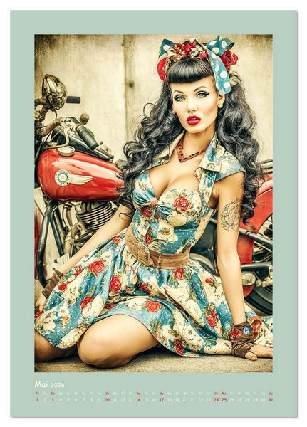 Produktbild: Flair der 50er Jahre. Girls im nostalgischen Pin-up-Stil (Tischkalender 2026 DIN A5 hoch), CALVENDO Monatskalender