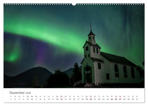 Produktbild: Nordlichter - Magische N&auml;chte in Skandinavien (hochwertiger Premium Wandkalender 2026 DIN A2 quer), Kunstdruck in Hochglanz