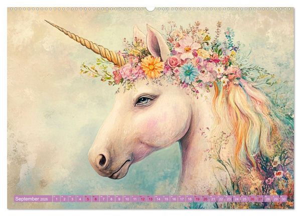 Produktbild: Zwischen Glitzer und Fantasie-Einh&ouml;rner durchs Jahr (hochwertiger Premium Wandkalender 2026 DIN A2 quer), Kunstdruck in Hochglanz