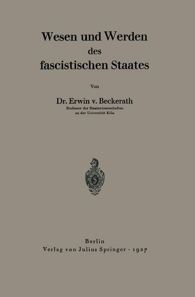 Produktbild: Wesen und Werden des fascistischen Staates