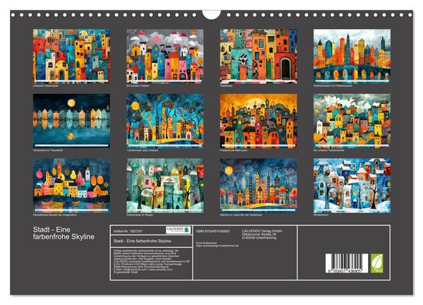 Produktbild: Stadt - Eine farbenfrohe Skyline (Wandkalender 2026 DIN A3 quer), CALVENDO Monatskalender