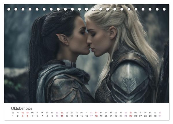 Produktbild: Von Elfen, Drachen und Zauberern - Ein Blick in fantastische Welten (Tischkalender 2026 DIN A5 quer), CALVENDO Monatskalender