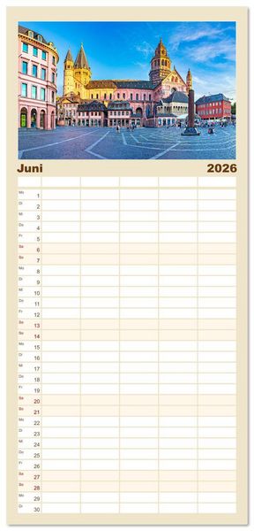 Produktbild: Familienplaner 2026 - Mainz - Gutenbergstadt am Rhein mit 5 Spalten (Wandkalender, 21 x 45 cm) CALVENDO