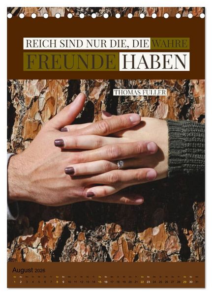 Produktbild: Freundschaft Weisheiten und Zitate (Tischkalender 2026 DIN A5 hoch), CALVENDO Monatskalender