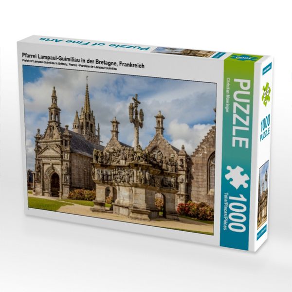 Produktbild: CALVENDO Puzzle Pfarrei Lampaul-Guimiliau in der Bretagne, Frankreich | 1000 Teile Lege-Gr&ouml;&szlig;e 64x48cm Foto-Puzzle f&uuml;r gl&uuml;ckliche Stunden
