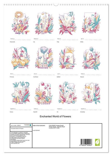 Produktbild: Enchanted World of Flowers (High Quality Premium Wall Calendar 2026 DIN A2 portrait),CALVENDO 12 Month Wall Calendar