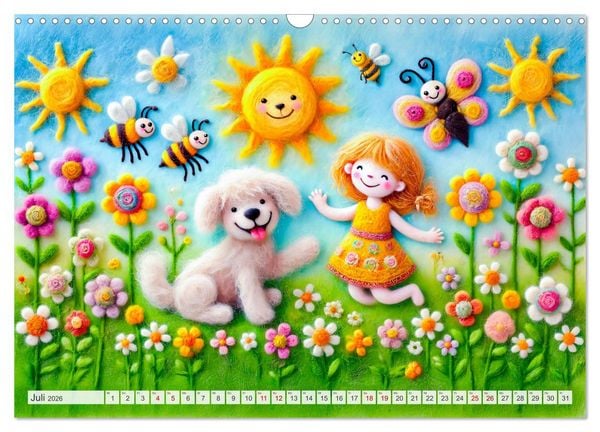 Produktbild: Niedliche Filzhunde - Liebevolle Ideen aus Filz und Wolle (Wandkalender 2026 DIN A3 quer), CALVENDO Monatskalender