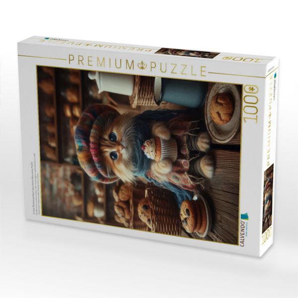 Produktbild: CALVENDO Puzzle In einer B&auml;ckerei probiert diese kleine Katze einen Muffin | 1000 Teile Lege-Gr&ouml;&szlig;e 64x48cm Foto-Puzzle f&uuml;r gl&uuml;ckliche Stunden