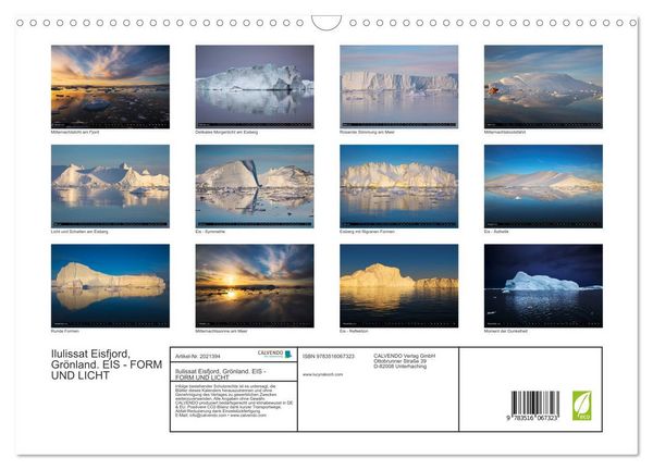 Produktbild: Ilulissat Eisfjord, Gr&ouml;nland. EIS - FORM UND LICHT (Wandkalender 2026 DIN A3 quer), CALVENDO Monatskalender