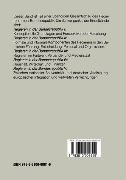 Produktbild: Regieren in der Bundesrepublik I