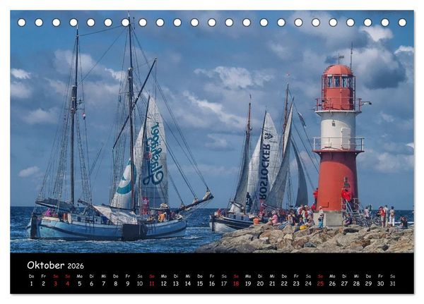 Produktbild: Windjammer vor Warnem&uuml;nde (Tischkalender 2026 DIN A5 quer), CALVENDO Monatskalender