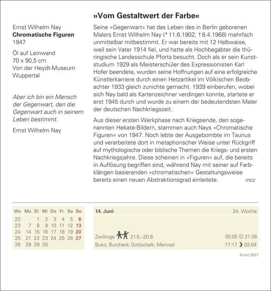 Produktbild: Kunst Tagesabrei&szlig;kalender 2027 - Kulturkalender - K&uuml;nstler, Werke, Museen