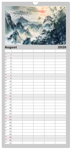 Produktbild: Familienplaner 2026 - Die Essenz von China - Chinesische Landschaften und Symbole in Harmonie mit 5 Spalten (Wandkalender, 21 x 45 cm) CALVENDO