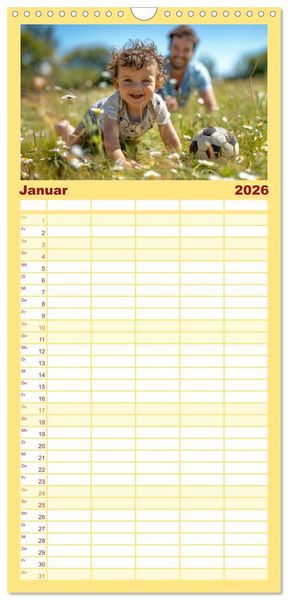 Produktbild: Familienplaner 2026 - Fu&szlig;ball im Blut mit 5 Spalten (Wandkalender, 21 x 45 cm) CALVENDO