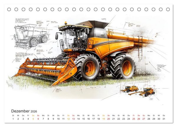 Produktbild: M&auml;hdrescher - Design Studien (Tischkalender 2026 DIN A5 quer), CALVENDO Monatskalender