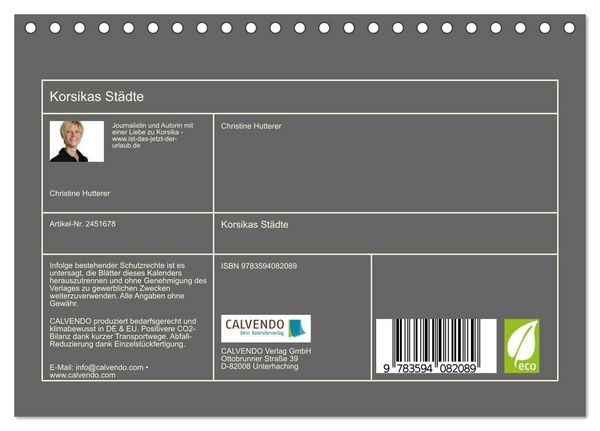 Produktbild: Korsikas St&auml;dte (Tischkalender 2027 DIN A5 quer), CALVENDO Monatskalender