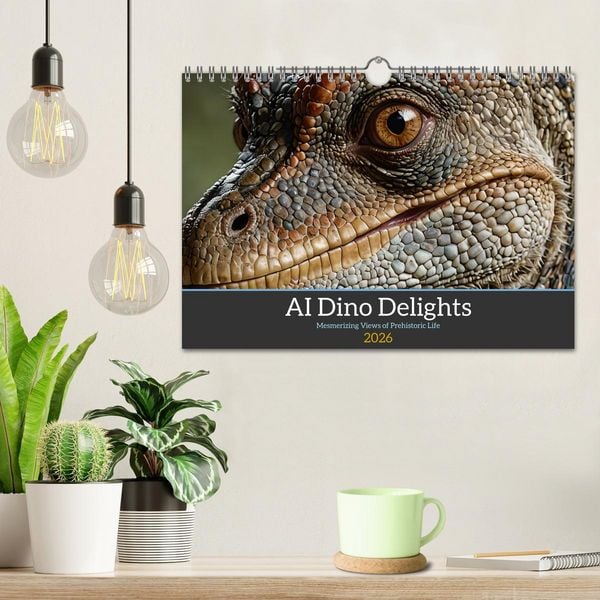 Produktbild: AI Dino Delights Mesmerizing Views of Prehistoric Life (Wall Calendar 2026 DIN A4 landscape), CALVENDO 12 Month Wall Calendar