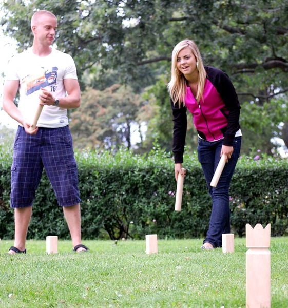 Produktbild: BEX 511-011 - KUBB Original Color, das Original aus Schweden, Premium Qualit&auml;t aus Gummibaum Holz