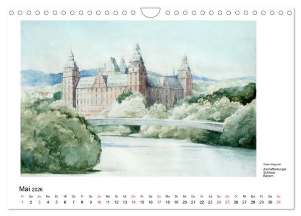 Produktbild: Pinselspuren einer Deutschlandreise - 12 Aquarelle von Dieter Klapproth (Wandkalender 2026 DIN A4 quer), CALVENDO Monatskalender