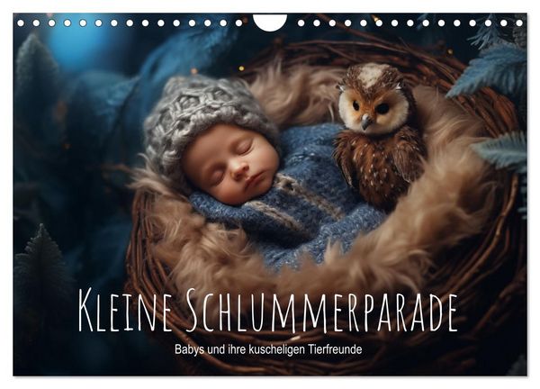 Produktbild: Kleine Schlummerparade: Babys und ihre kuscheligen Tierfreunde (Wandkalender 2026 DIN A4 quer), CALVENDO Monatskalender