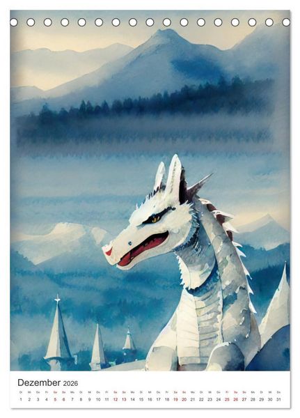 Produktbild: Faszination Mittelalter - Von mittelalterlichen Burgen und Drachen (Tischkalender 2026 DIN A5 hoch), CALVENDO Monatskalender