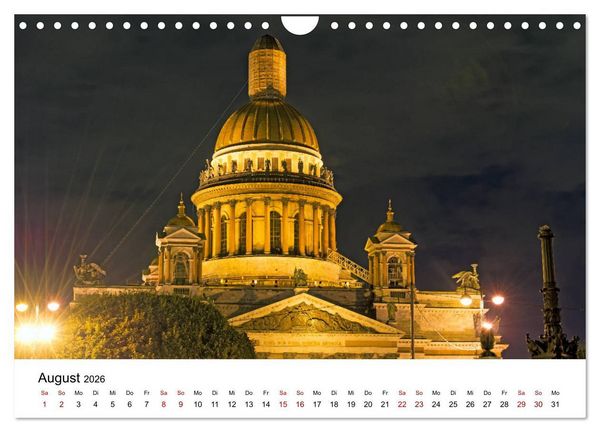 Produktbild: St. Petersburg bei Nacht (Wandkalender 2026 DIN A4 quer), CALVENDO Monatskalender