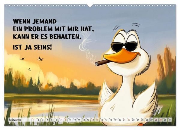 Produktbild: Gans coole Spr&uuml;che (Wandkalender 2026 DIN A2 quer), CALVENDO Monatskalender