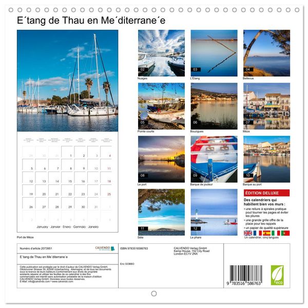 Produktbild: E&acute;tang de Thau en Me&acute;diterrane&acute;e (Calendrier mural carr&eacute; 2026 30x30 cm) Calendrier double avec une page pour vos prises de notes
