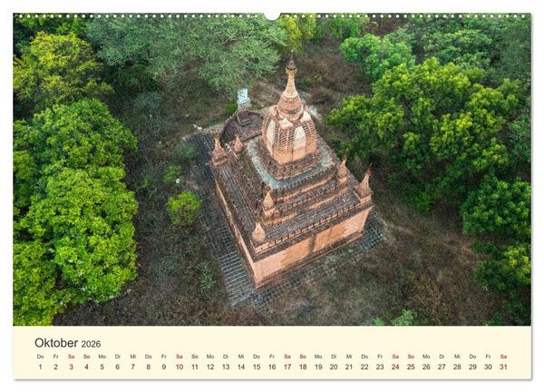 Produktbild: Bagan - Pagode im Wald (hochwertiger Premium Wandkalender 2026 DIN A2 quer), Kunstdruck in Hochglanz